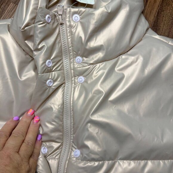 Fabletics NWT Oversized Puffer Vest Womens XL Polyester Blush Pink Pearlescent - Picture 5 of 13